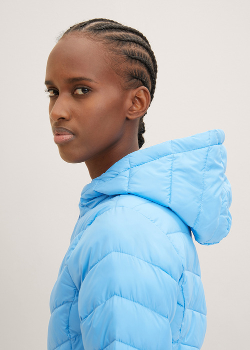 Tom Tailor Lightweight Jacket With A Hoodie Rainy Sky Blue - 1035807-18395