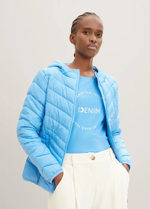Tom Tailor Lightweight Jacket With A Hoodie Rainy Sky Blue