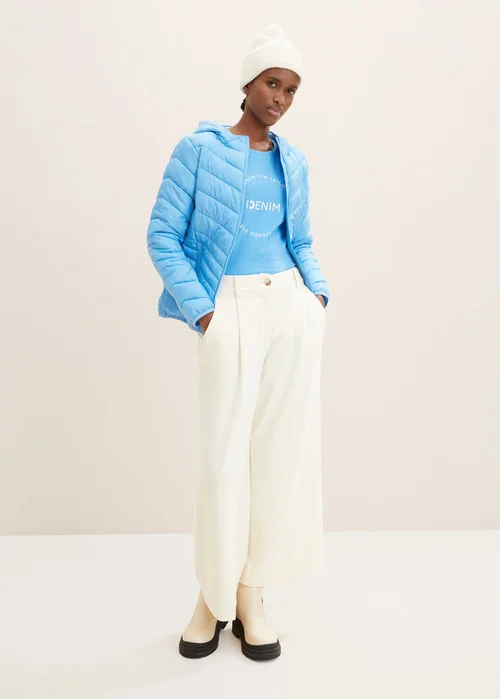 Tom Tailor Lightweight Jacket With A Hoodie Rainy Sky Blue