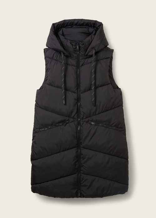 Tom Tailor Long Vest With A Hood Deep Black - 1037562-14482