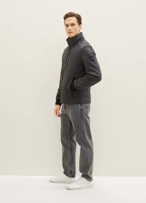 Tom Tailor Jacket With A Concealed Hood Anthracite Knitted Structure