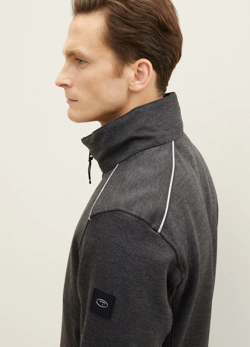Tom Tailor Jacket With A Concealed Hood Anthracite Knitted Structure