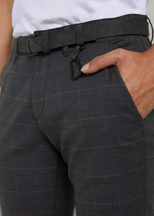 Tom Tailor Textured Chinos Grey Brown Check Yarn Dye