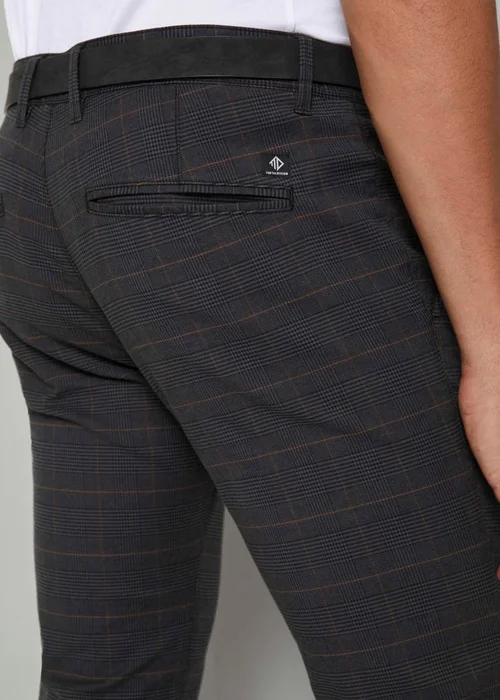 Tom Tailor Textured Chinos Grey Brown Check Yarn Dye