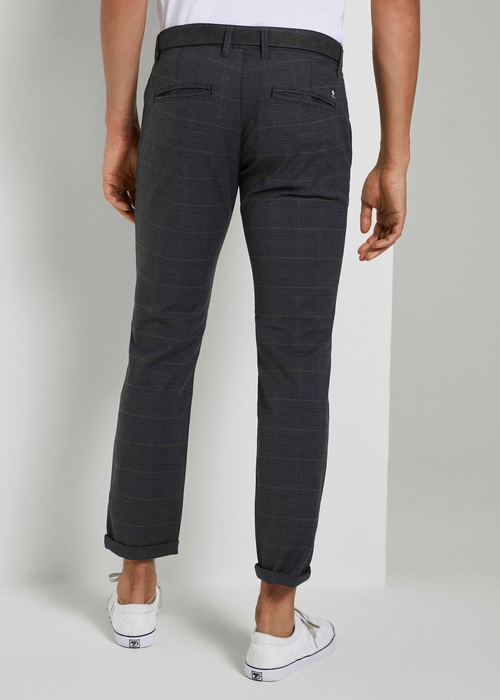 Tom Tailor Textured Chinos Grey Brown Check Yarn Dye - 1020451-23995