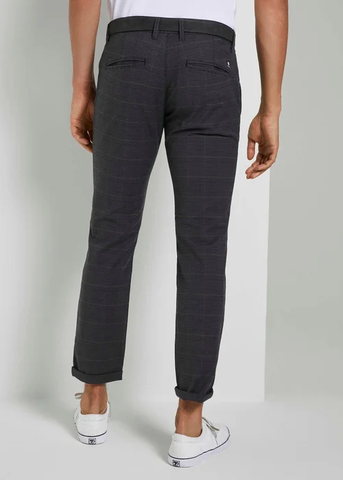 Tom Tailor Textured Chinos Grey Brown Check Yarn Dye