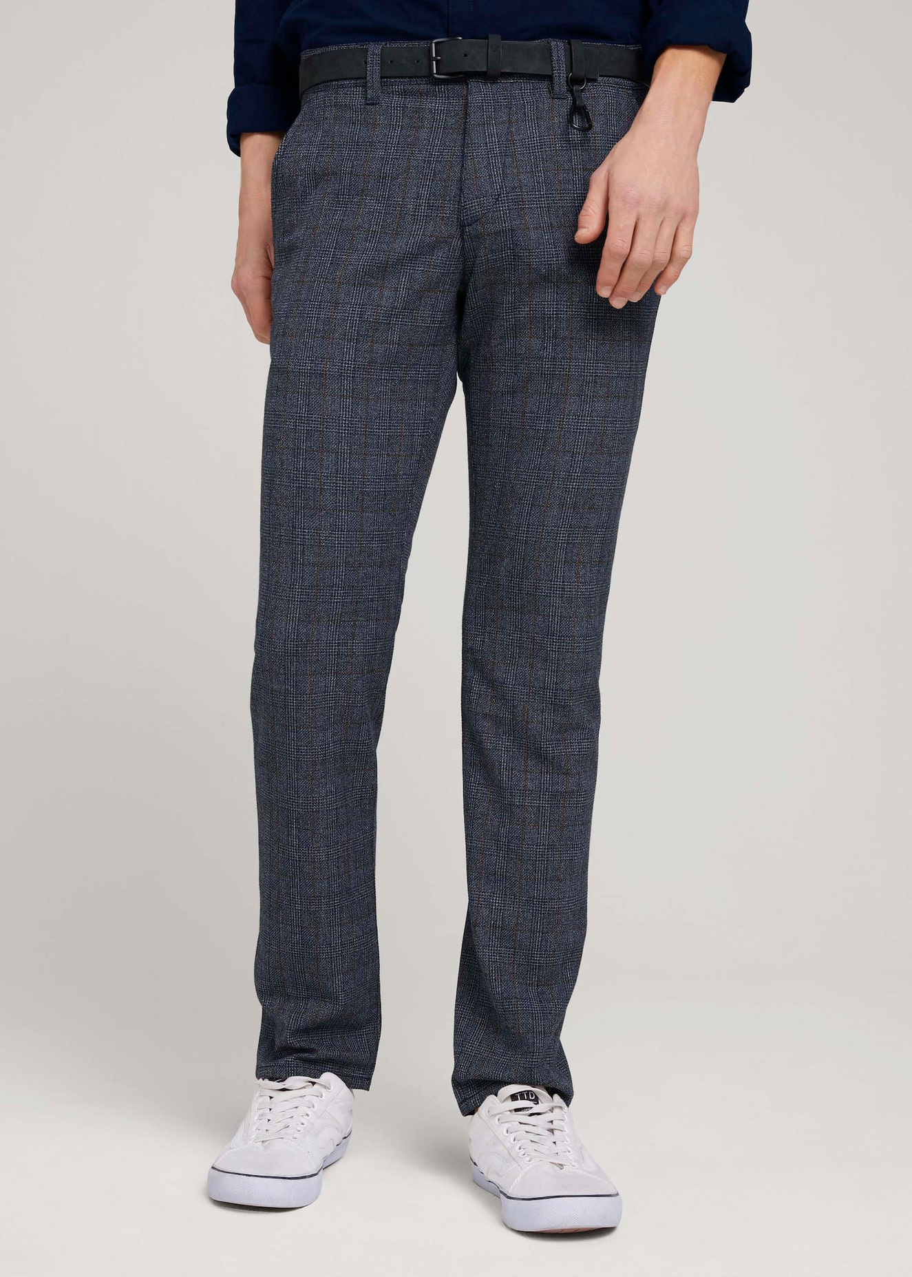 Tom Tailor Textured Chinos Navy Grindle Check - 1020451-25904