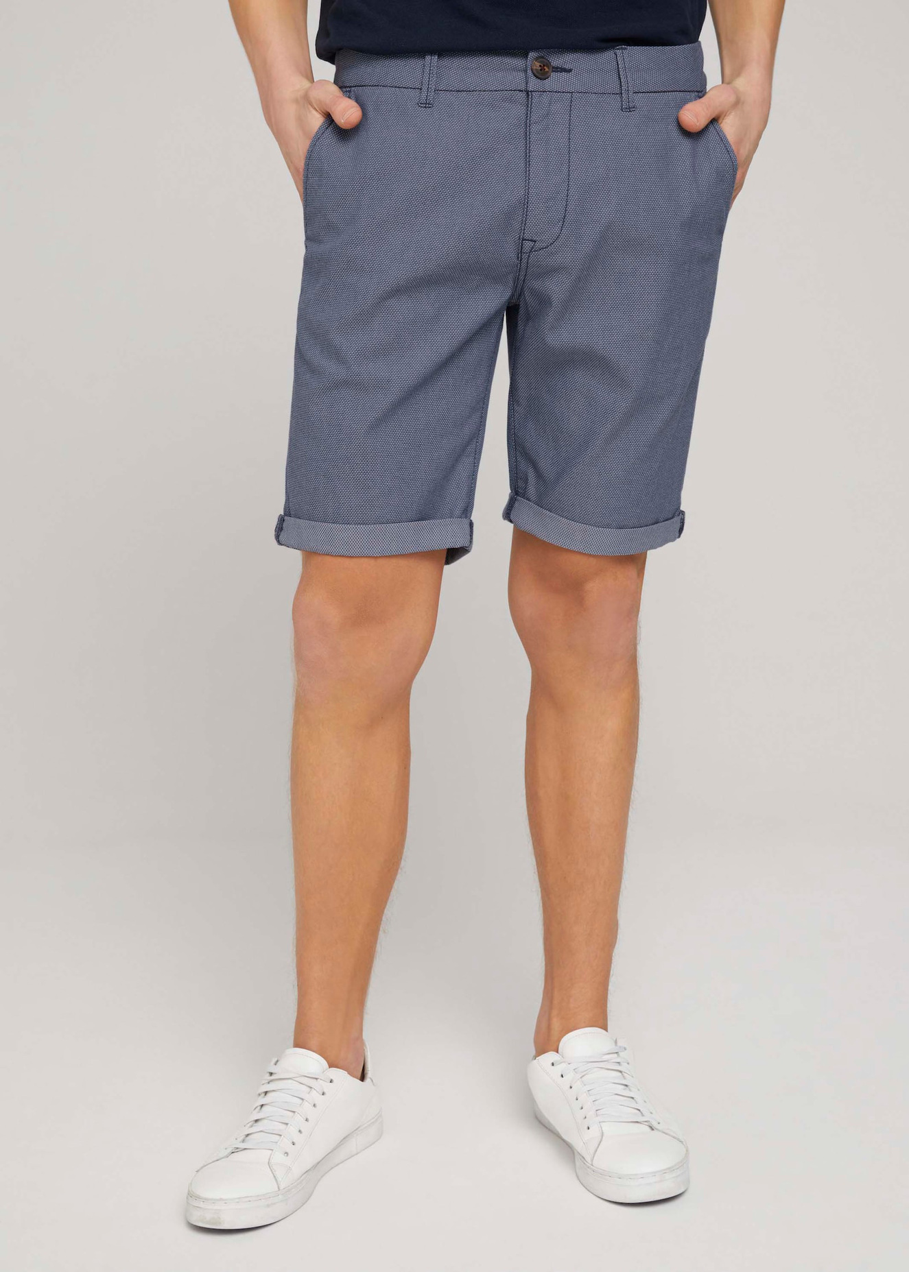 Tom Tailor Chino Shorts Blue White Diamond Dobby - 1024574-24951