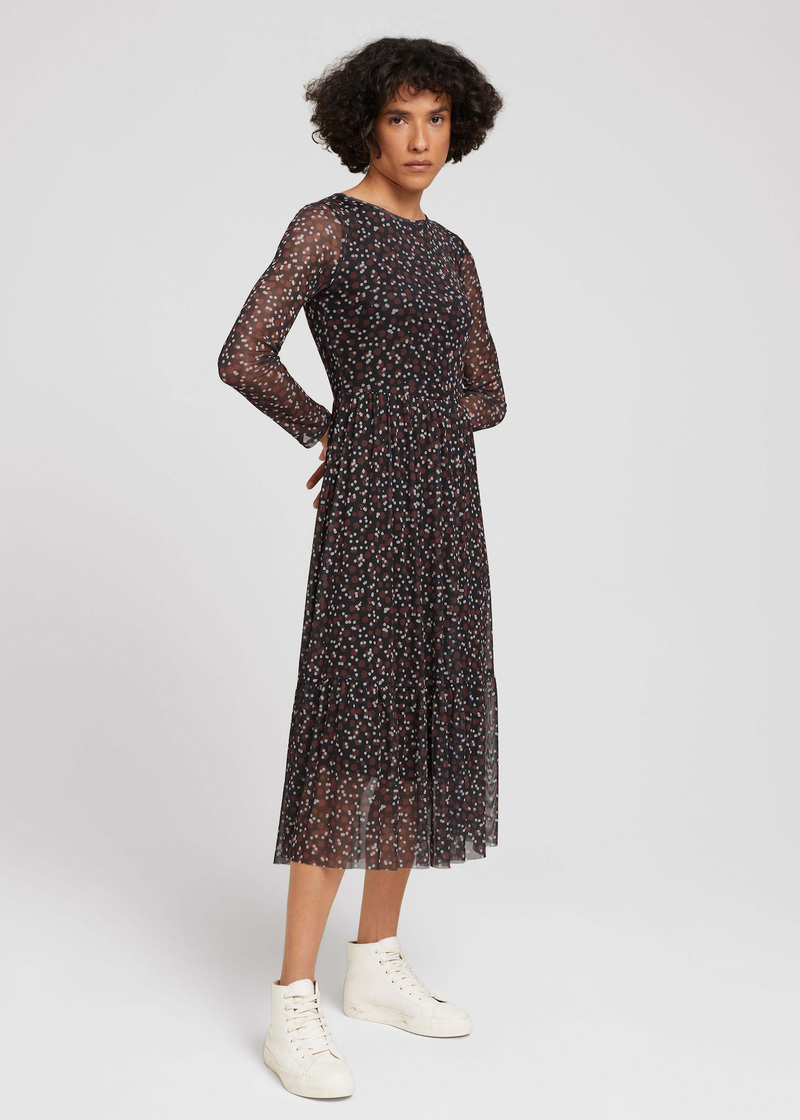 Tom Tailor Dress Mesh Printed Black Small Dot Design - 1029262-28383