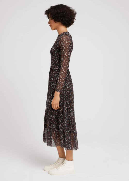 Tom Tailor Dress Mesh Printed Black Small Dot Design - 1029262-28383