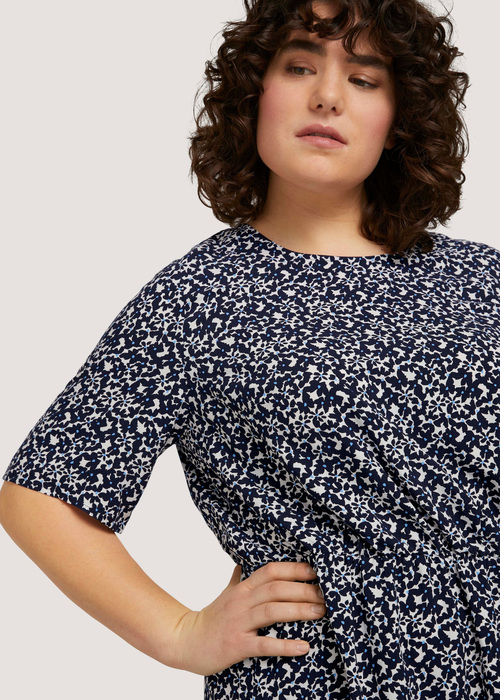 Tom Tailor Dress Feminine Basic Navy Flowers And Dots - 1024886-27191