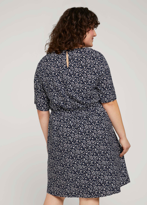 Tom Tailor Dress Feminine Basic Navy Flowers And Dots - 1024886-27191