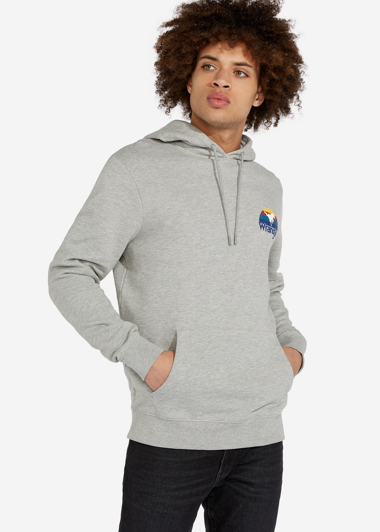 Wrangler Sunset Hoodie Mid Grey Mel - W6A8HYX37