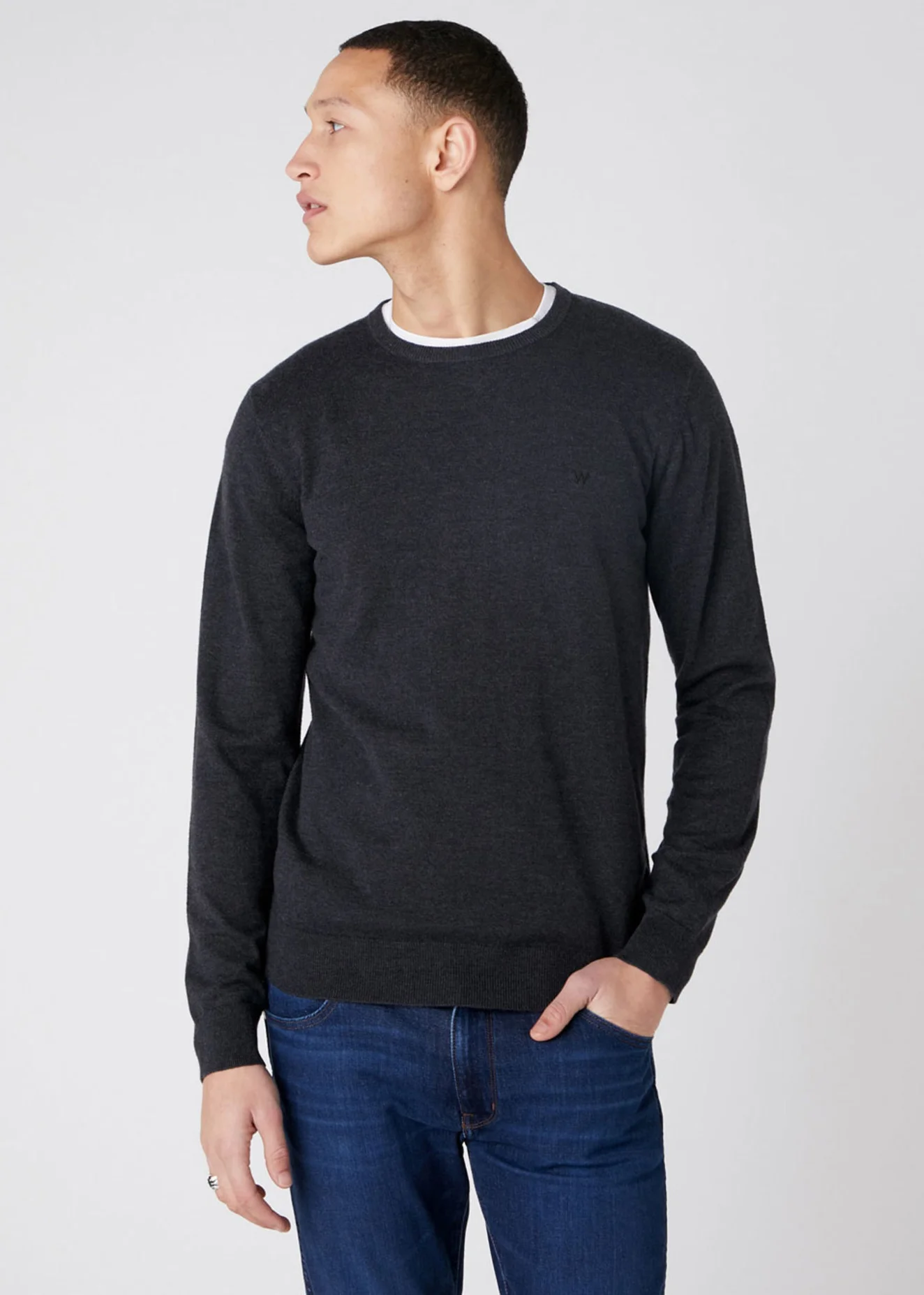 Wrangler Crewneck Knit Dark Grey Mel