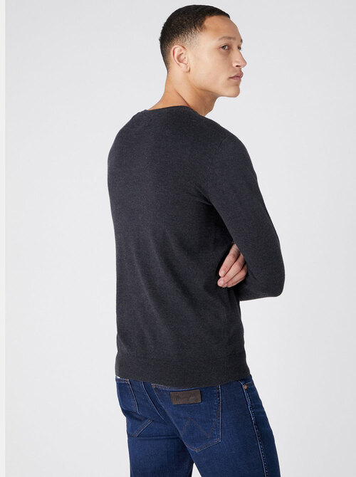 Wrangler Crewneck Knit Dark Grey Mel - W8A02PX06