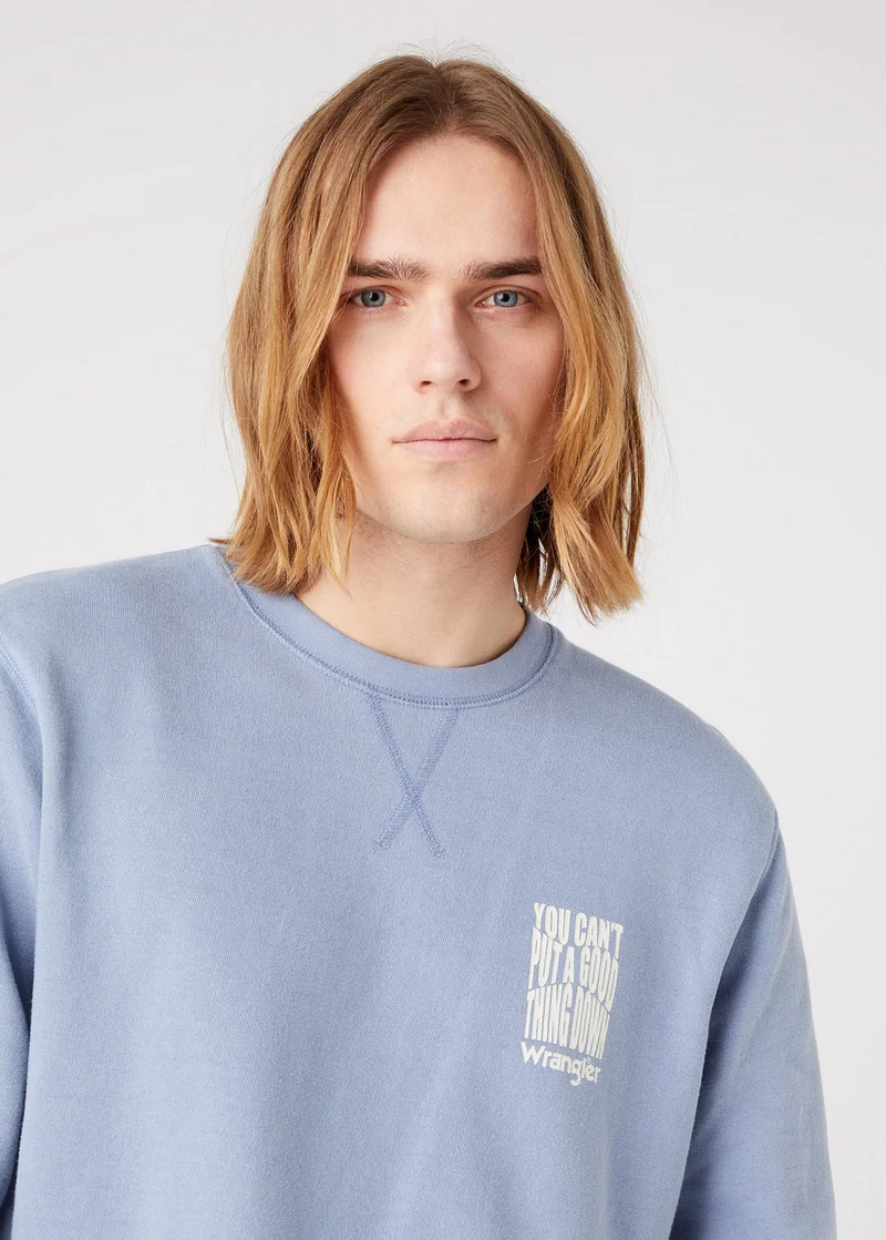 Wrangler Graphic Crew Stone Wash Blue