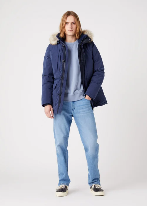 Wrangler Graphic Crew Stone Wash Blue