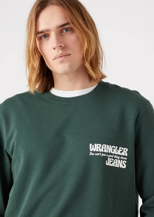 Wrangler Slogan Crew Sycamore Green