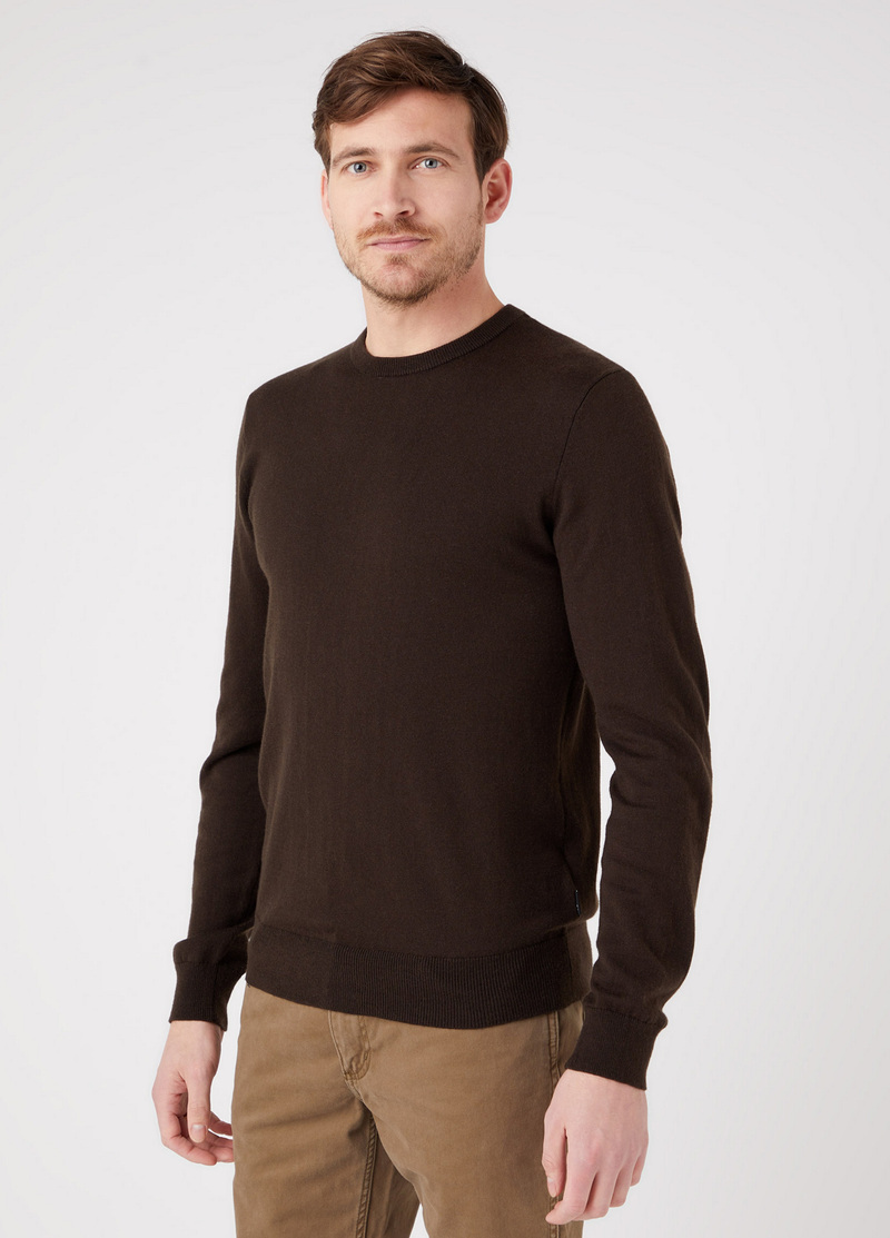 Wrangler Crewneck Knit Delicioso Brown - W8A02PH38