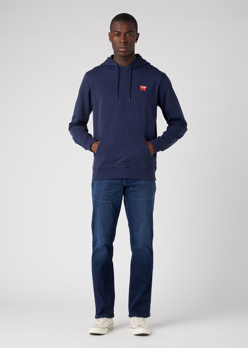 Wrangler Sign Off Hoodie Real Navy - W651I3XW4