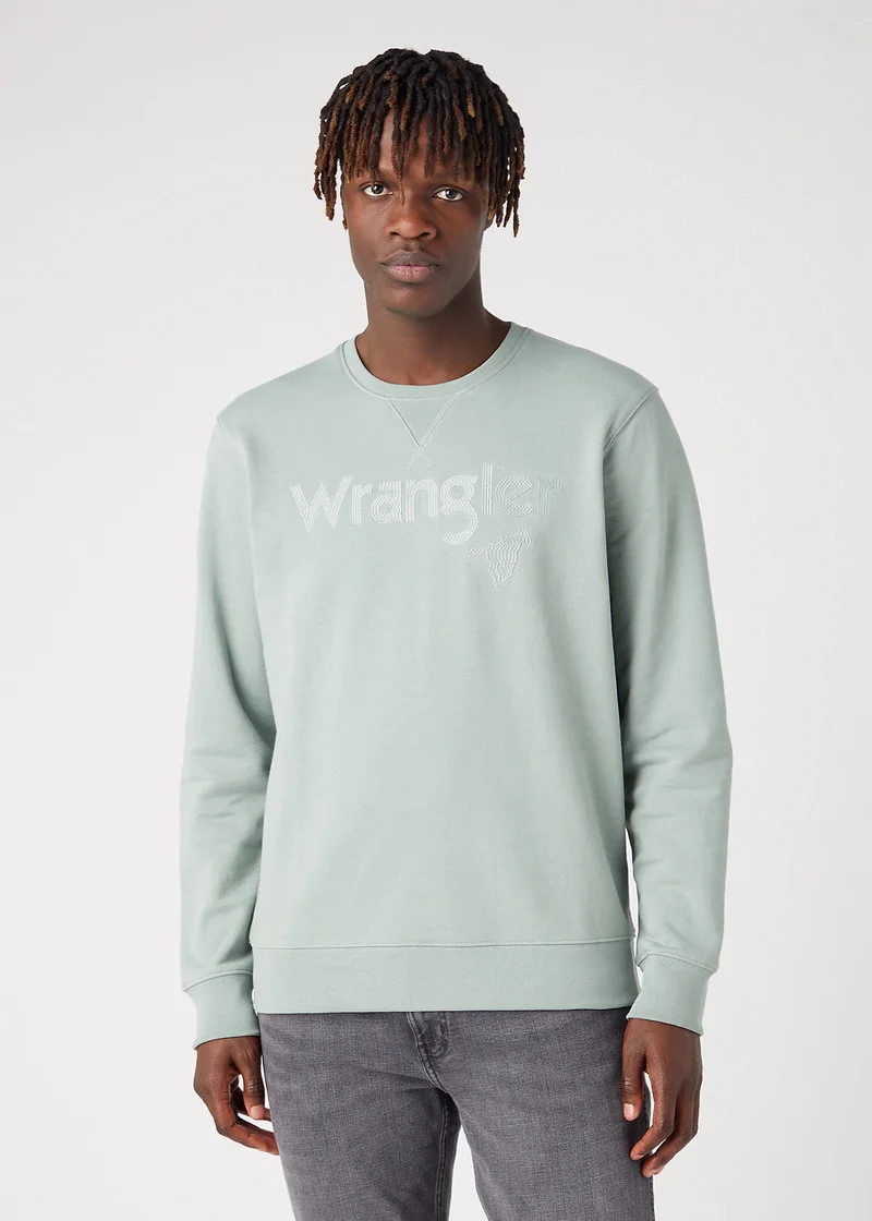 Wrangler Logo Crew Sweat Green Milieu