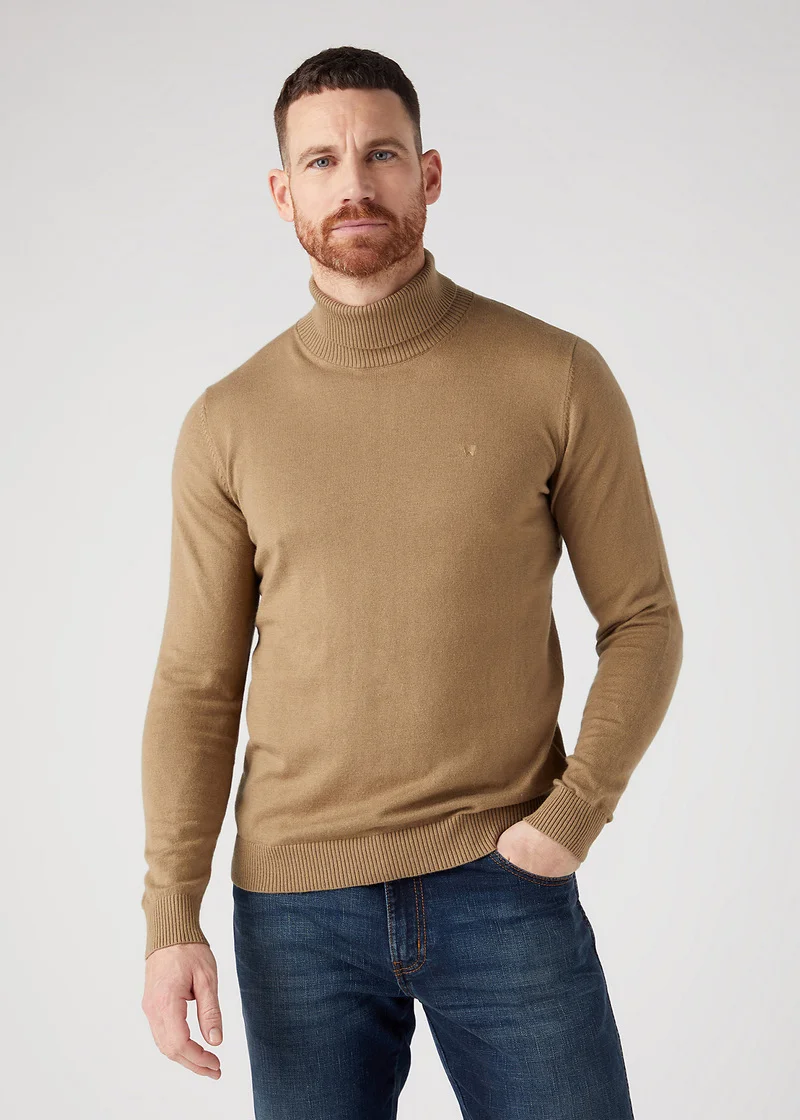Wrangler Roll Neck Knit Lead Grey