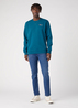 Wrangler Logo Crew Sweat Deep Teal Green - W6MSIQG03