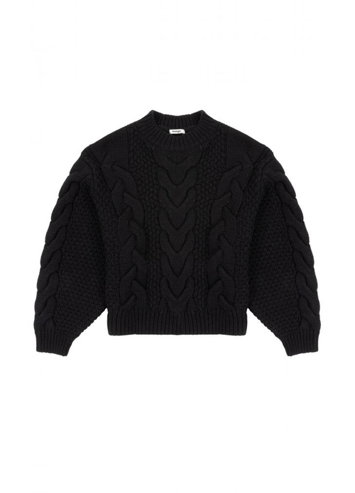 Wrangler Crew Neck Cable Knitt Black - W8N2RA100