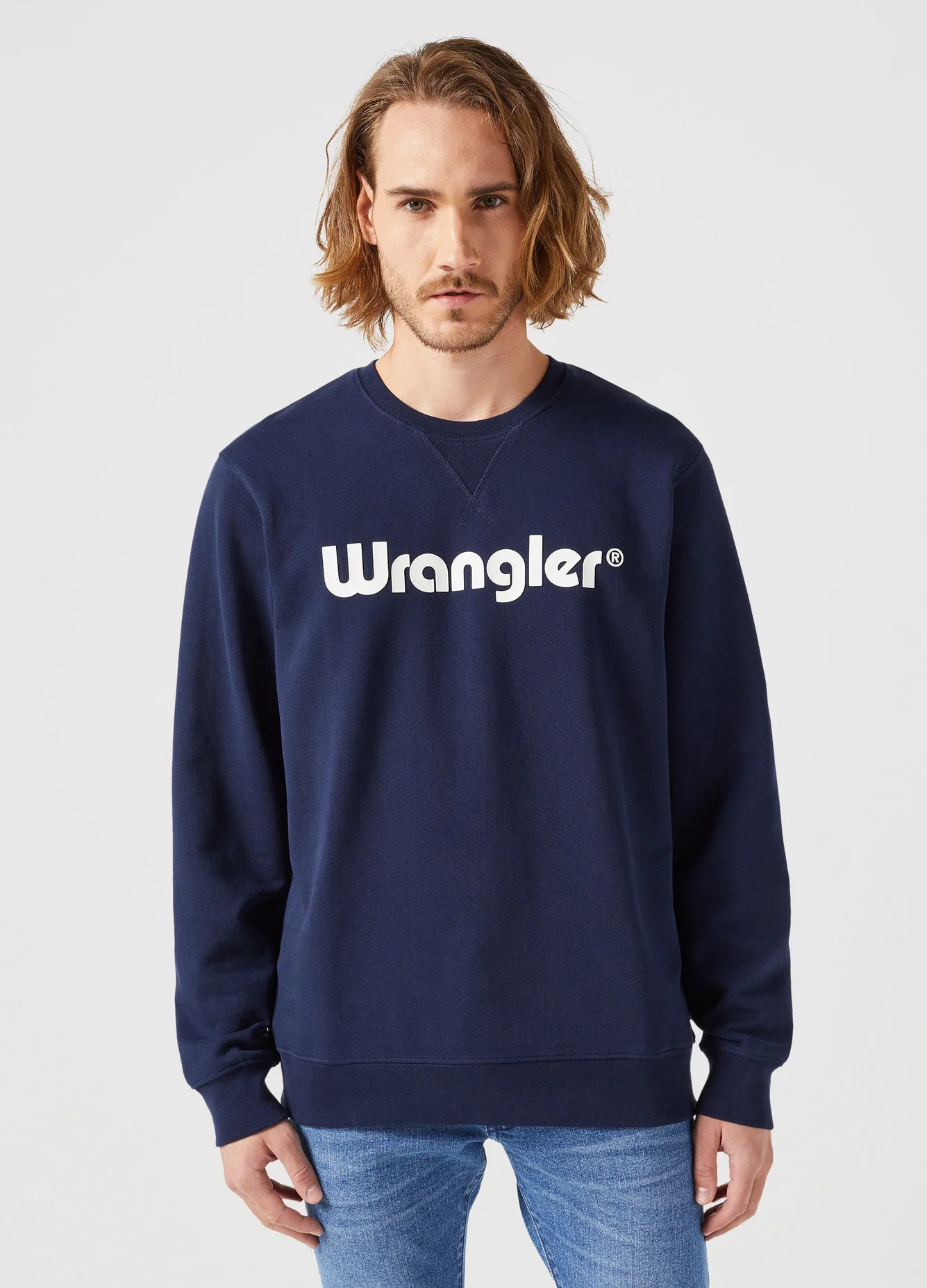Wrangler Logo Crew Sweat Navy