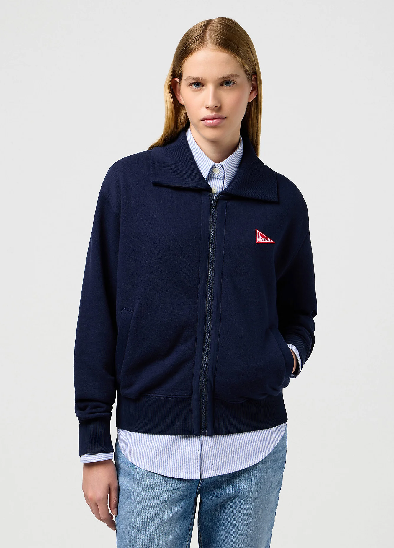 Wrangler Zip Front Sweatshirt Navy