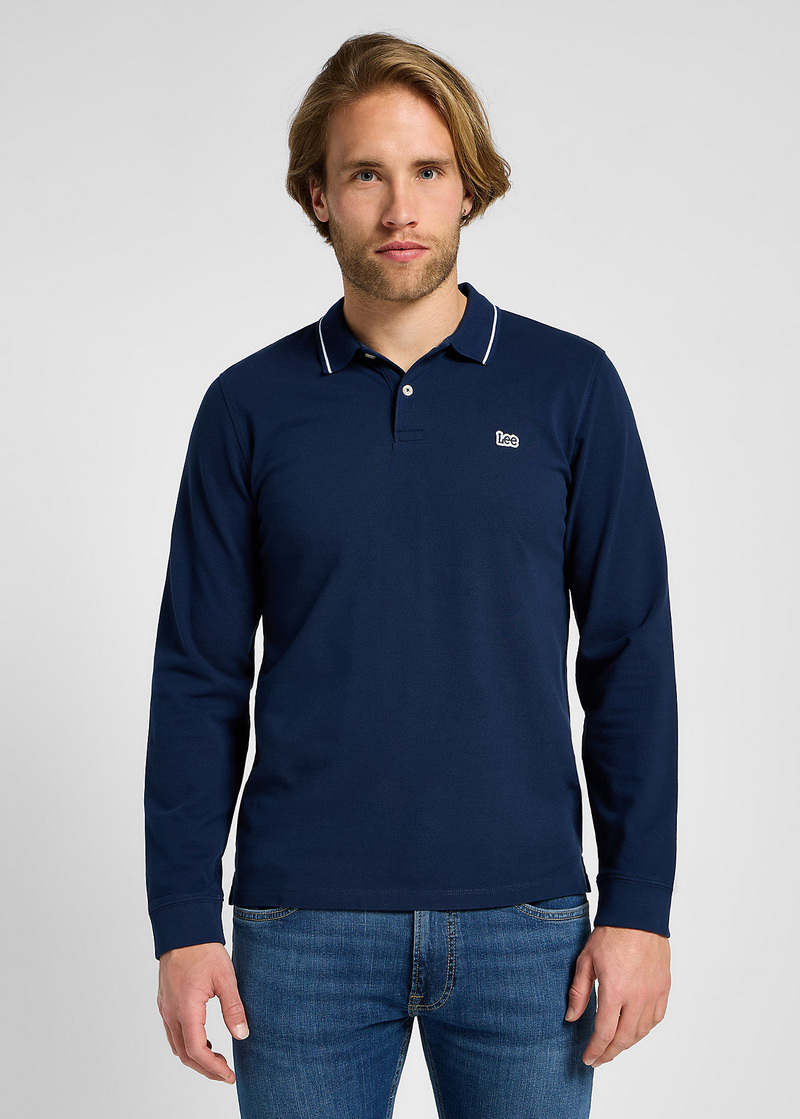 Lee Long Sleeve Pique Polo Mood Indigo - 112355666