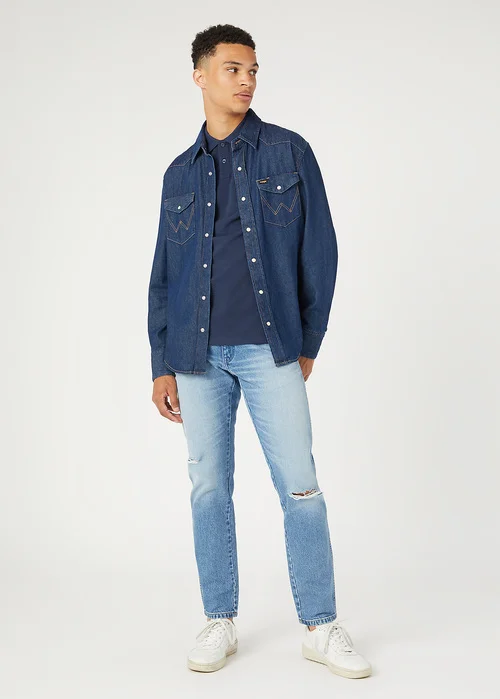 Wrangler Pique Polo T Shirt Navy