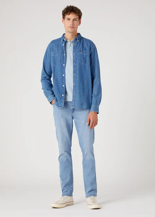 Wrangler Polo Shirt Blue Fog