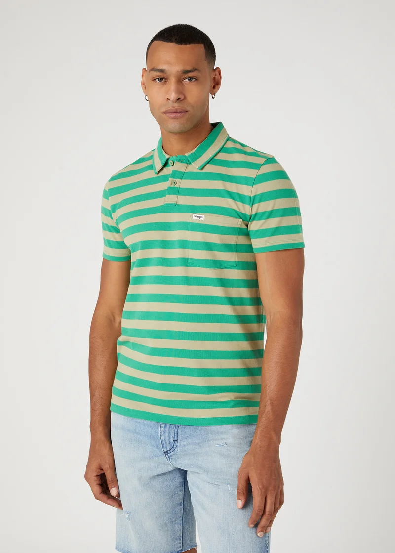 Wrangler Stripe Polo Tea Leaf