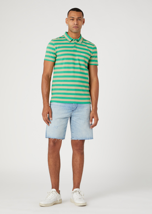 Wrangler Stripe Polo Tea Leaf - W7CGKFG15