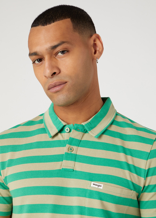 Wrangler Stripe Polo Tea Leaf - W7CGKFG15