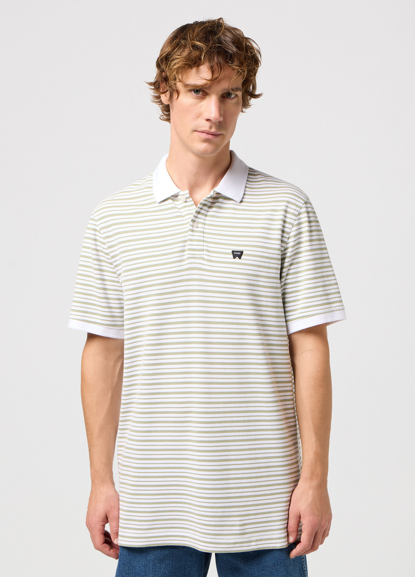 Wrangler Short Sleeve Stripe Polo Tee Teaf Leaf - 112350463