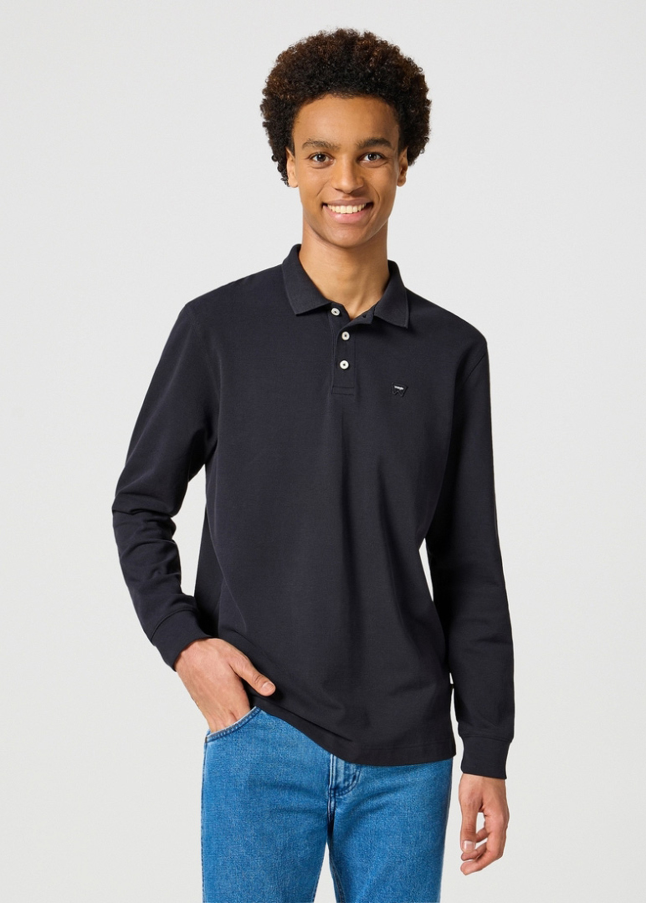 Wrangler Long Sleeve Polo Tshirt Black - 112355057