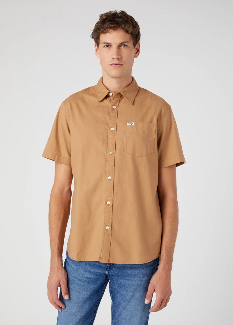 Wrangler Short Sleeve 1 Pocket Shirt Tobacco Brown