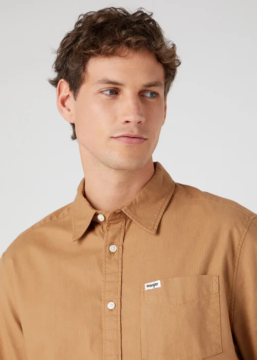 Wrangler Short Sleeve 1 Pocket Shirt Tobacco Brown