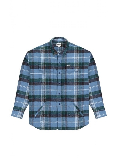 Wrangler Overshirt Captains Blue Check - W5457T84Z