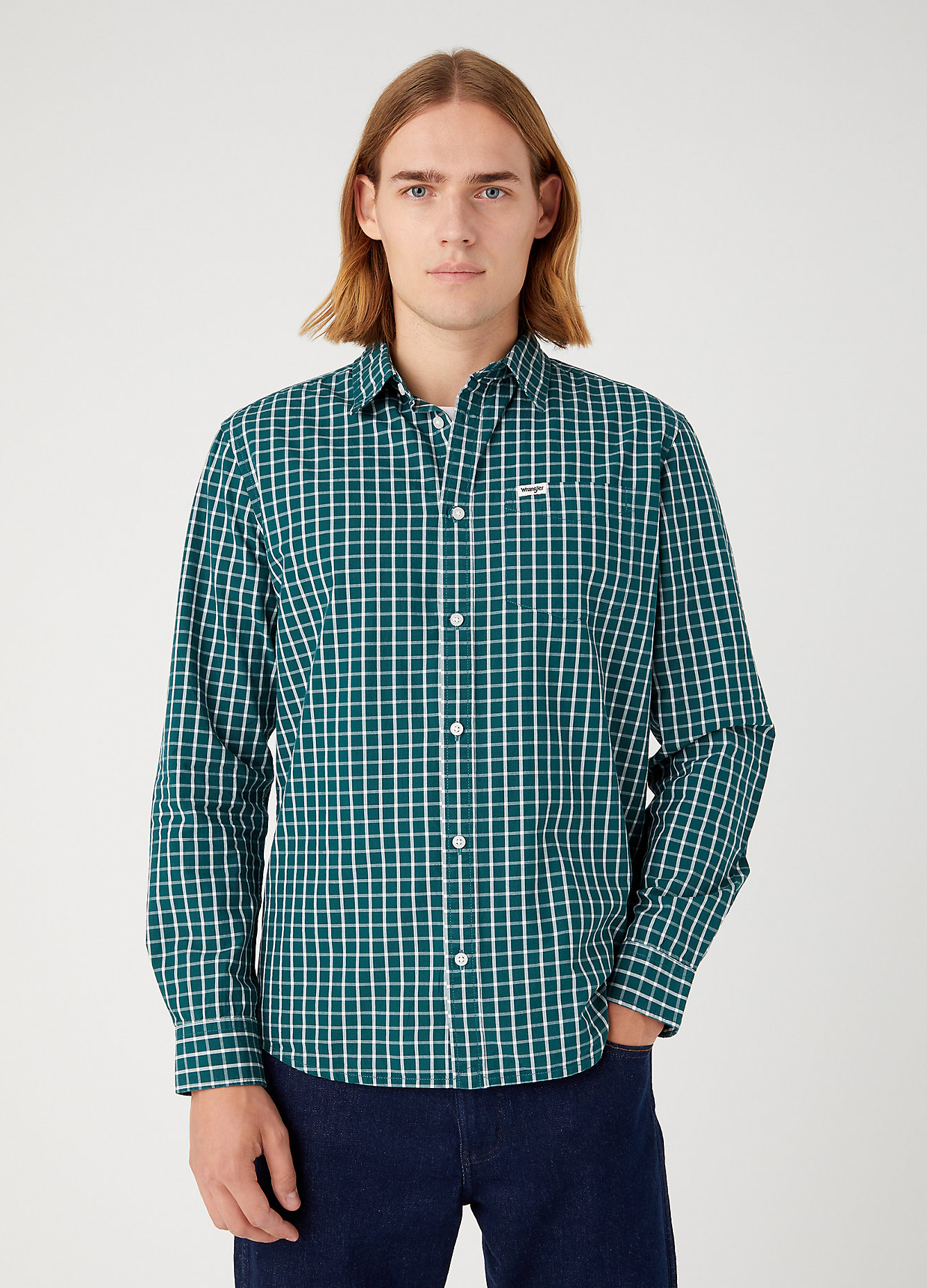 Wrangler One Pocket Shirt Deep Teal Green - W5A24MG03