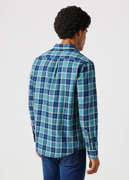 Wrangler One Pocket Shirt Hydro Indigo Check