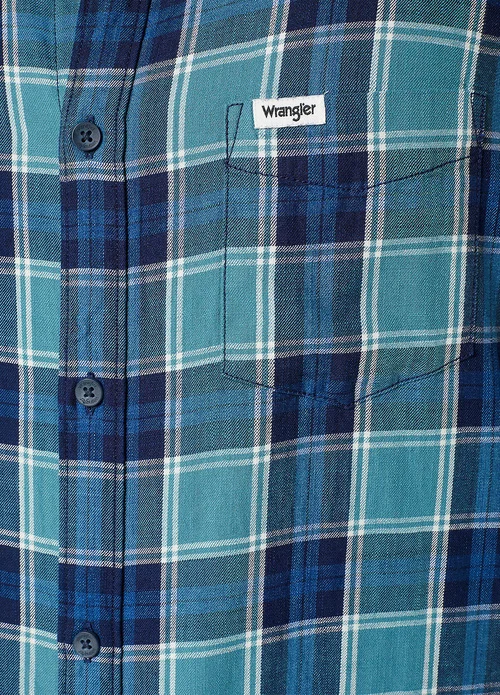 Wrangler One Pocket Shirt Hydro Indigo Check