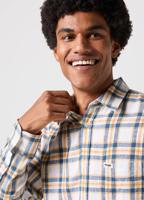 Wrangler Long Sleeve One Pocket Shirt White Check