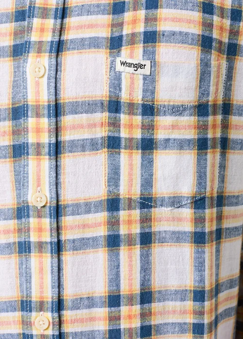 Wrangler Long Sleeve One Pocket Shirt White Check