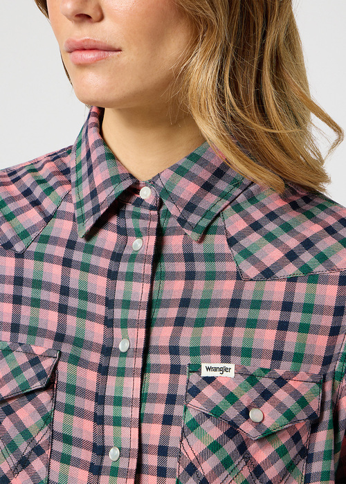 Wrangler Western Shirt Peach Check - 112356489