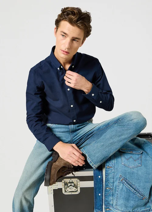 Wrangler Oxford Shirt Dark Navy Oo