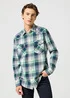 Wrangler Western Shirt Green Blue Check