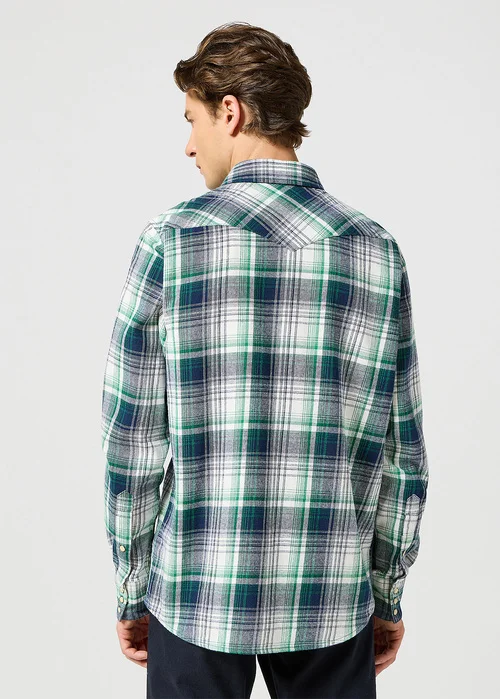 Wrangler Western Shirt Green Blue Check